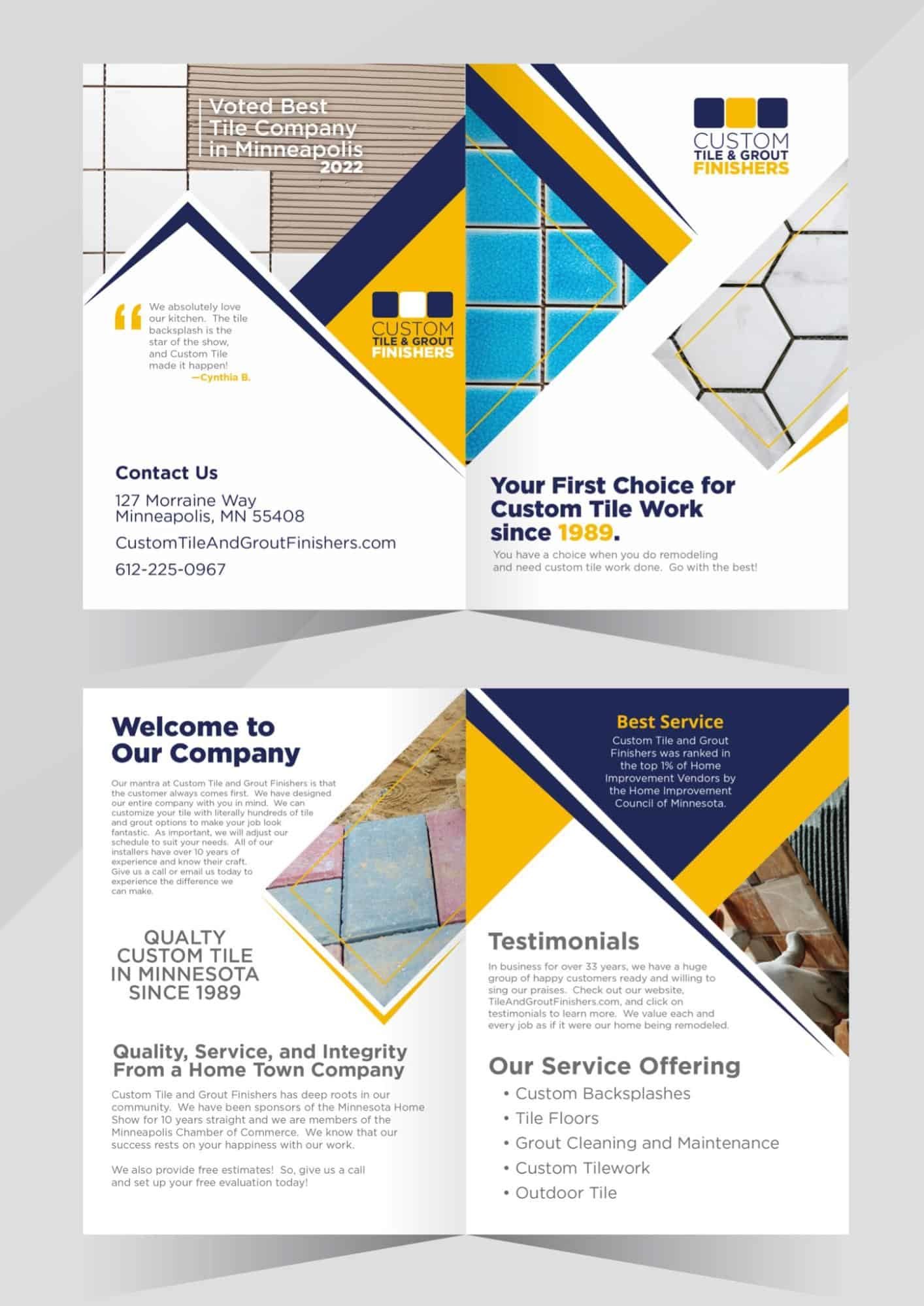 Professionally printed home improvement business marketing brochures.