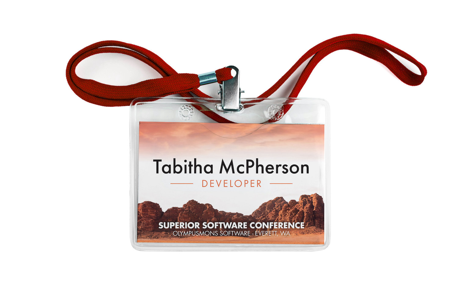 The Print Authority event badge example.